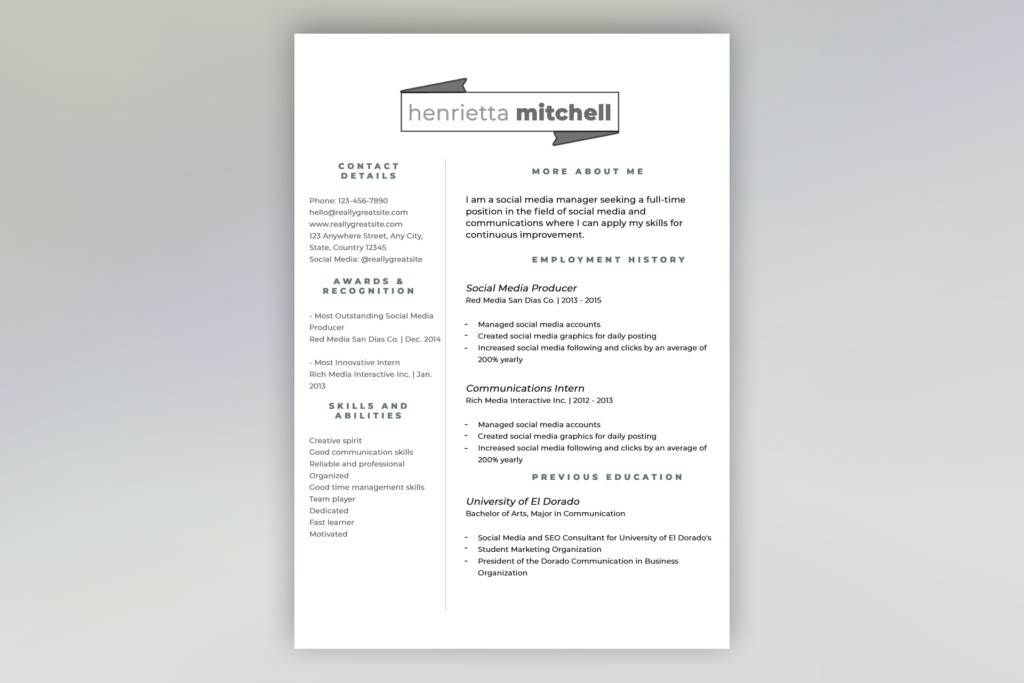 Free resume template #27
