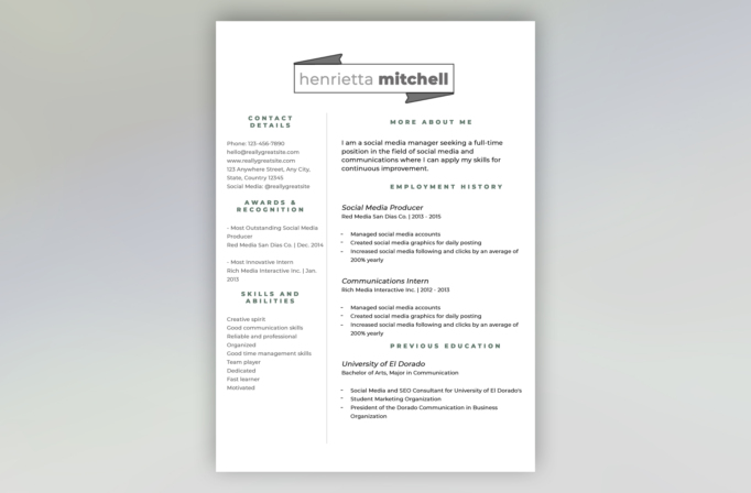 Free resume template #27
